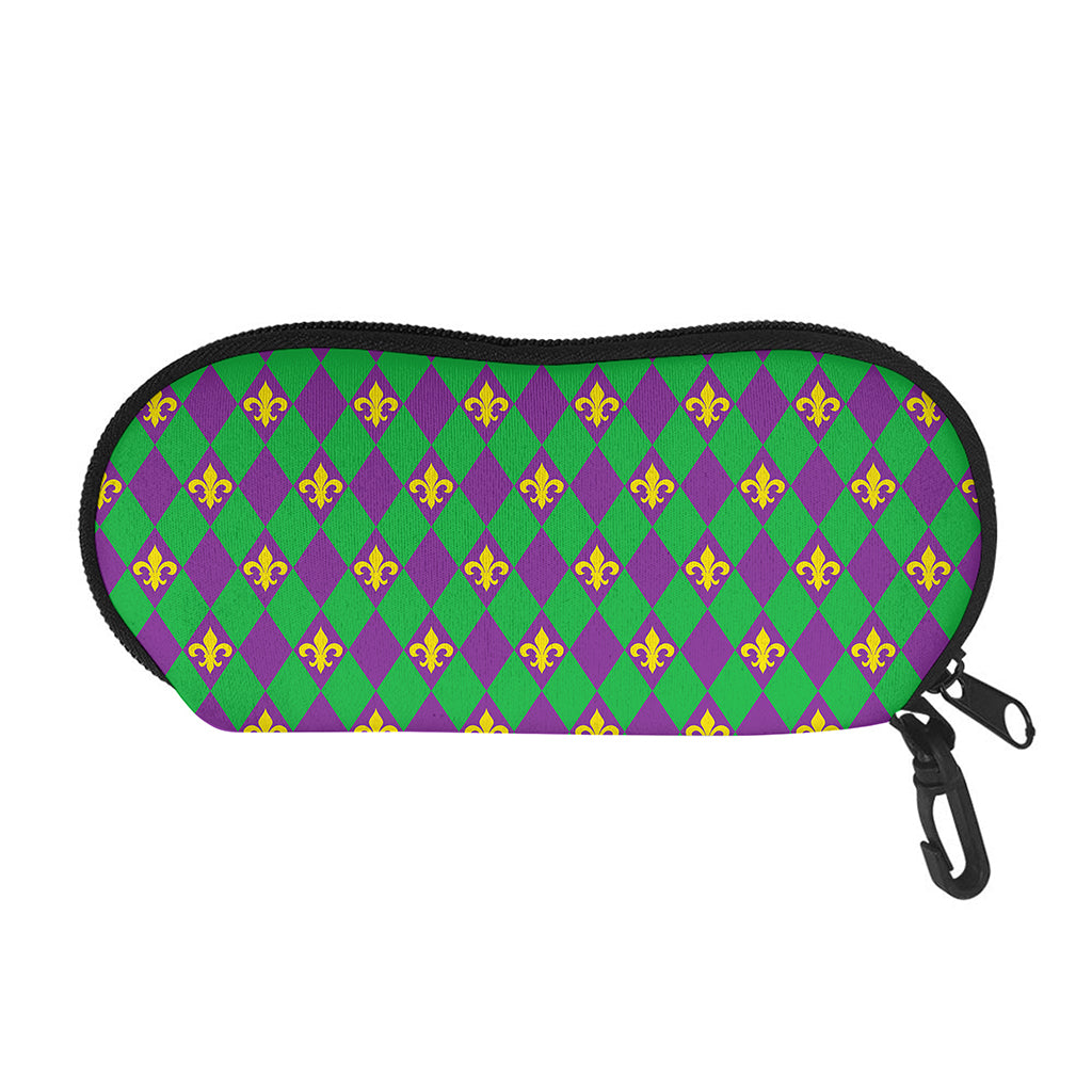 Fleur-De-Lis Mardi Gras Pattern Print Glasses Case