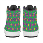 Fleur-De-Lis Mardi Gras Pattern Print High Top Leather Sneakers