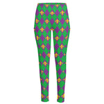 Fleur-De-Lis Mardi Gras Pattern Print High-Waisted Pocket Leggings