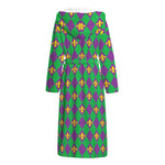 Fleur-De-Lis Mardi Gras Pattern Print Hooded Bathrobe