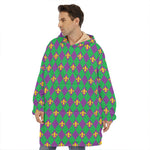 Fleur-De-Lis Mardi Gras Pattern Print Hoodie Blanket
