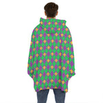Fleur-De-Lis Mardi Gras Pattern Print Hoodie Blanket