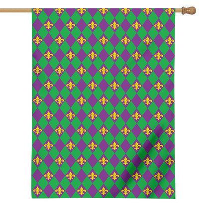 Fleur-De-Lis Mardi Gras Pattern Print House Flag