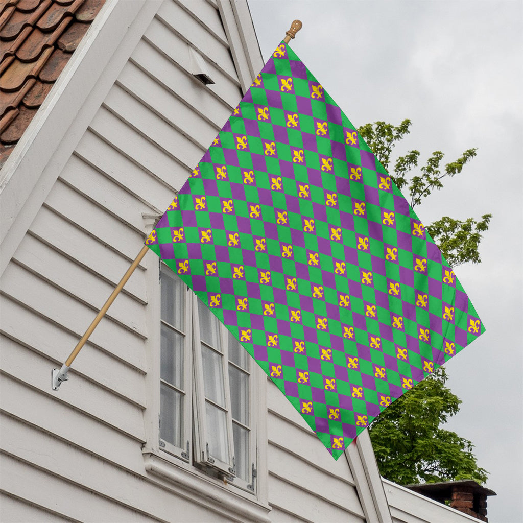 Fleur-De-Lis Mardi Gras Pattern Print House Flag