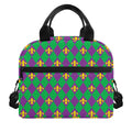 Fleur-De-Lis Mardi Gras Pattern Print Insulated Lunch Bag