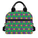 Fleur-De-Lis Mardi Gras Pattern Print Insulated Lunch Bag