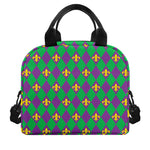Fleur-De-Lis Mardi Gras Pattern Print Insulated Lunch Bag