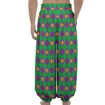 Fleur-De-Lis Mardi Gras Pattern Print Lantern Pants