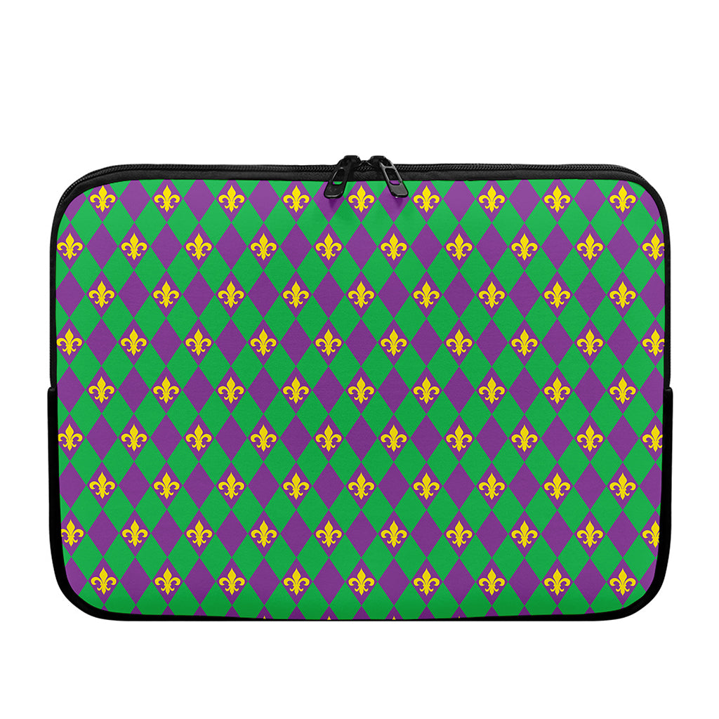 Fleur-De-Lis Mardi Gras Pattern Print Laptop Sleeve
