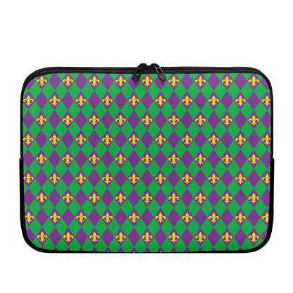 Fleur-De-Lis Mardi Gras Pattern Print Laptop Sleeve