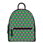 Fleur-De-Lis Mardi Gras Pattern Print Leather Backpack