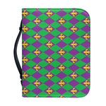 Fleur-De-Lis Mardi Gras Pattern Print Leather Bible Cover