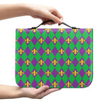 Fleur-De-Lis Mardi Gras Pattern Print Leather Bible Cover