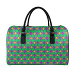 Fleur-De-Lis Mardi Gras Pattern Print Leather Duffle Bag