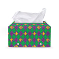 Fleur-De-Lis Mardi Gras Pattern Print Leather Tissue Box Cover