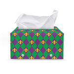 Fleur-De-Lis Mardi Gras Pattern Print Leather Tissue Box Cover