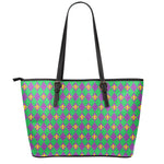 Fleur-De-Lis Mardi Gras Pattern Print Leather Tote Bag