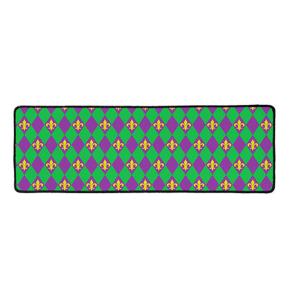 Fleur-De-Lis Mardi Gras Pattern Print Long Kitchen Mat