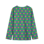 Fleur-De-Lis Mardi Gras Pattern Print Long Sleeve Short Coat