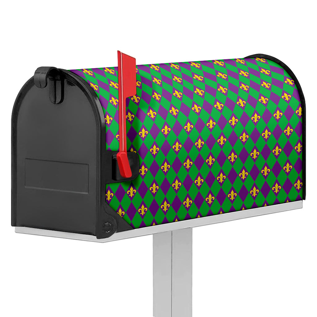 Fleur-De-Lis Mardi Gras Pattern Print Mailbox Cover