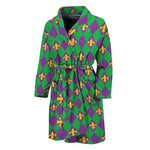 Fleur-De-Lis Mardi Gras Pattern Print Men's Bathrobe