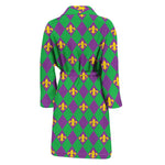 Fleur-De-Lis Mardi Gras Pattern Print Men's Bathrobe