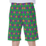 Fleur-De-Lis Mardi Gras Pattern Print Men's Beach Shorts