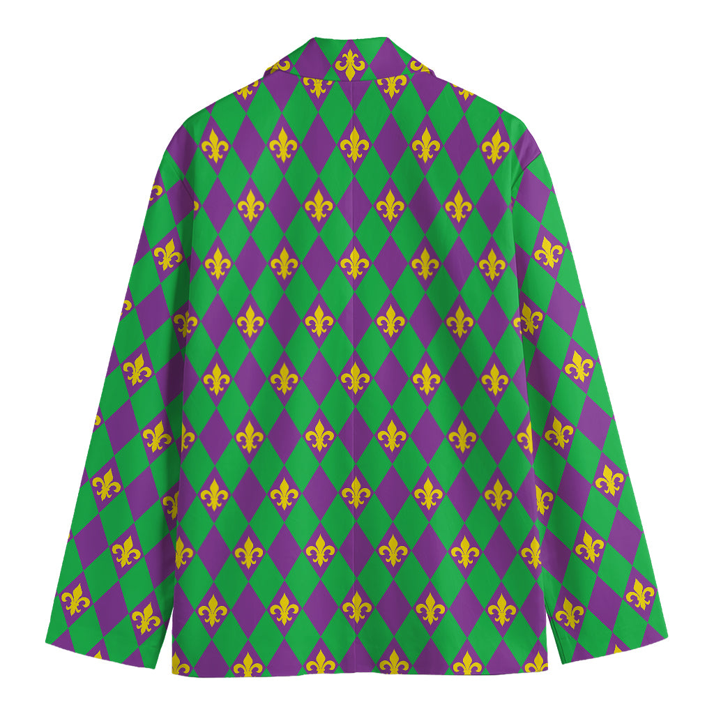 Fleur-De-Lis Mardi Gras Pattern Print Men's Blazer