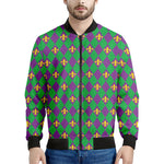 Fleur-De-Lis Mardi Gras Pattern Print Men's Bomber Jacket