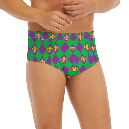 Fleur-De-Lis Mardi Gras Pattern Print Men's Briefs