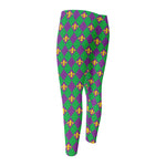 Fleur-De-Lis Mardi Gras Pattern Print Men's Compression Pants