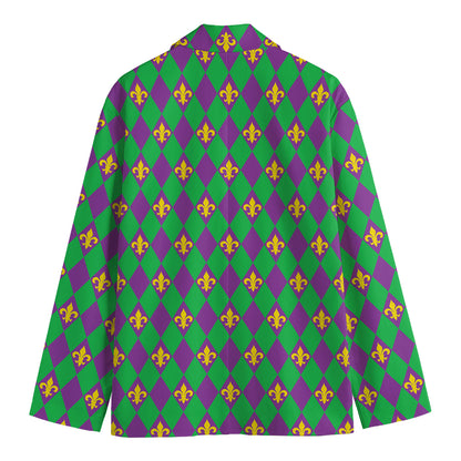 Fleur-De-Lis Mardi Gras Pattern Print Men's Cotton Blazer