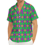 Fleur-De-Lis Mardi Gras Pattern Print Men's Deep V-Neck Shirt
