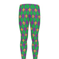 Fleur-De-Lis Mardi Gras Pattern Print Men's Leggings