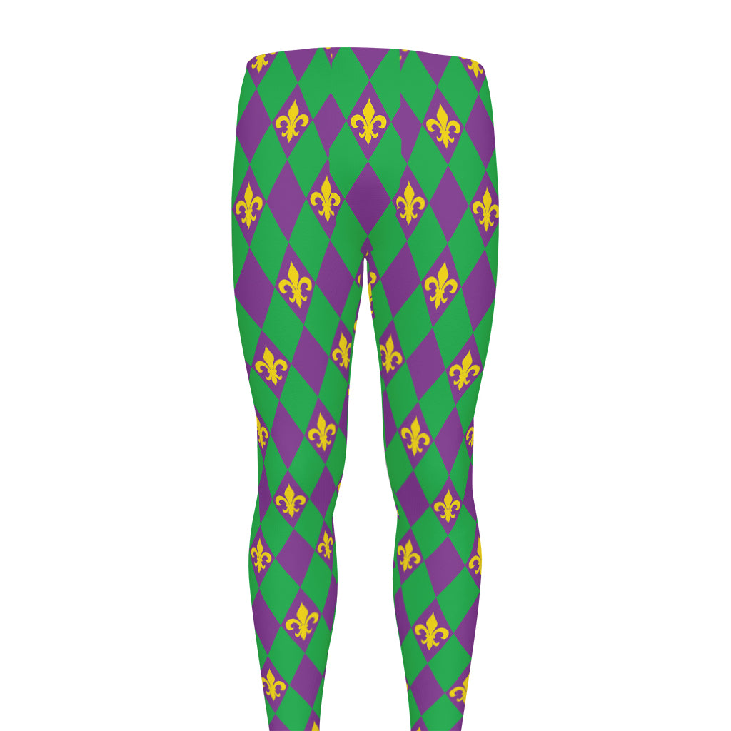 Fleur-De-Lis Mardi Gras Pattern Print Men's leggings