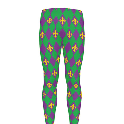 Fleur-De-Lis Mardi Gras Pattern Print Men's leggings