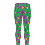 Fleur-De-Lis Mardi Gras Pattern Print Men's leggings