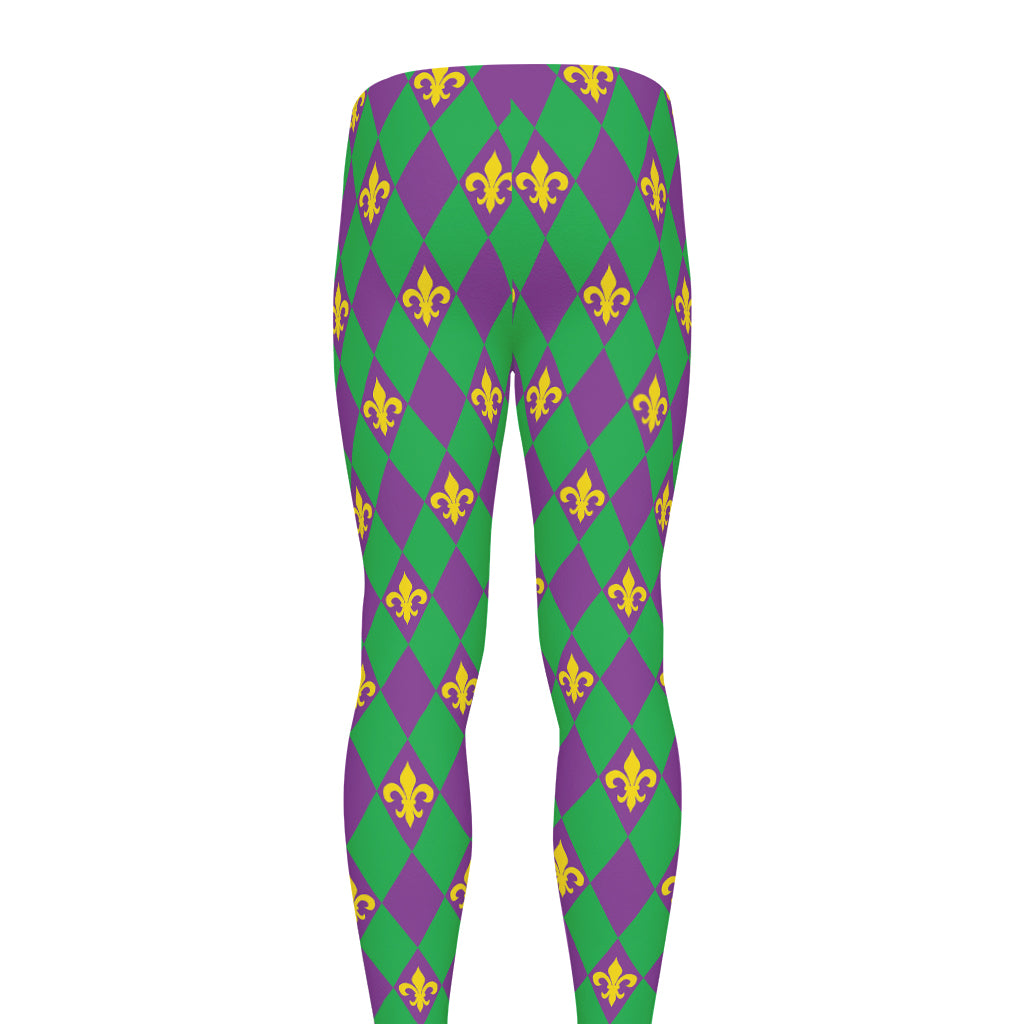 Fleur-De-Lis Mardi Gras Pattern Print Men's leggings