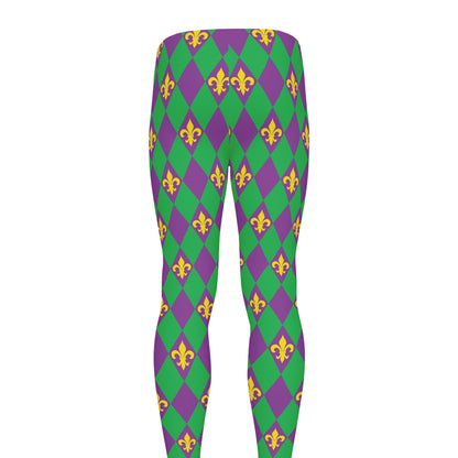 Fleur-De-Lis Mardi Gras Pattern Print Men's leggings