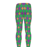 Fleur-De-Lis Mardi Gras Pattern Print Men's leggings