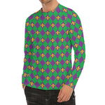Fleur-De-Lis Mardi Gras Pattern Print Men's Long Sleeve Rash Guard