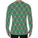 Fleur-De-Lis Mardi Gras Pattern Print Men's Long Sleeve T-Shirt