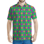 Fleur-De-Lis Mardi Gras Pattern Print Men's Polo Shirt