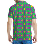 Fleur-De-Lis Mardi Gras Pattern Print Men's Polo Shirt