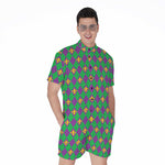 Fleur-De-Lis Mardi Gras Pattern Print Men's Rompers