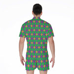 Fleur-De-Lis Mardi Gras Pattern Print Men's Rompers