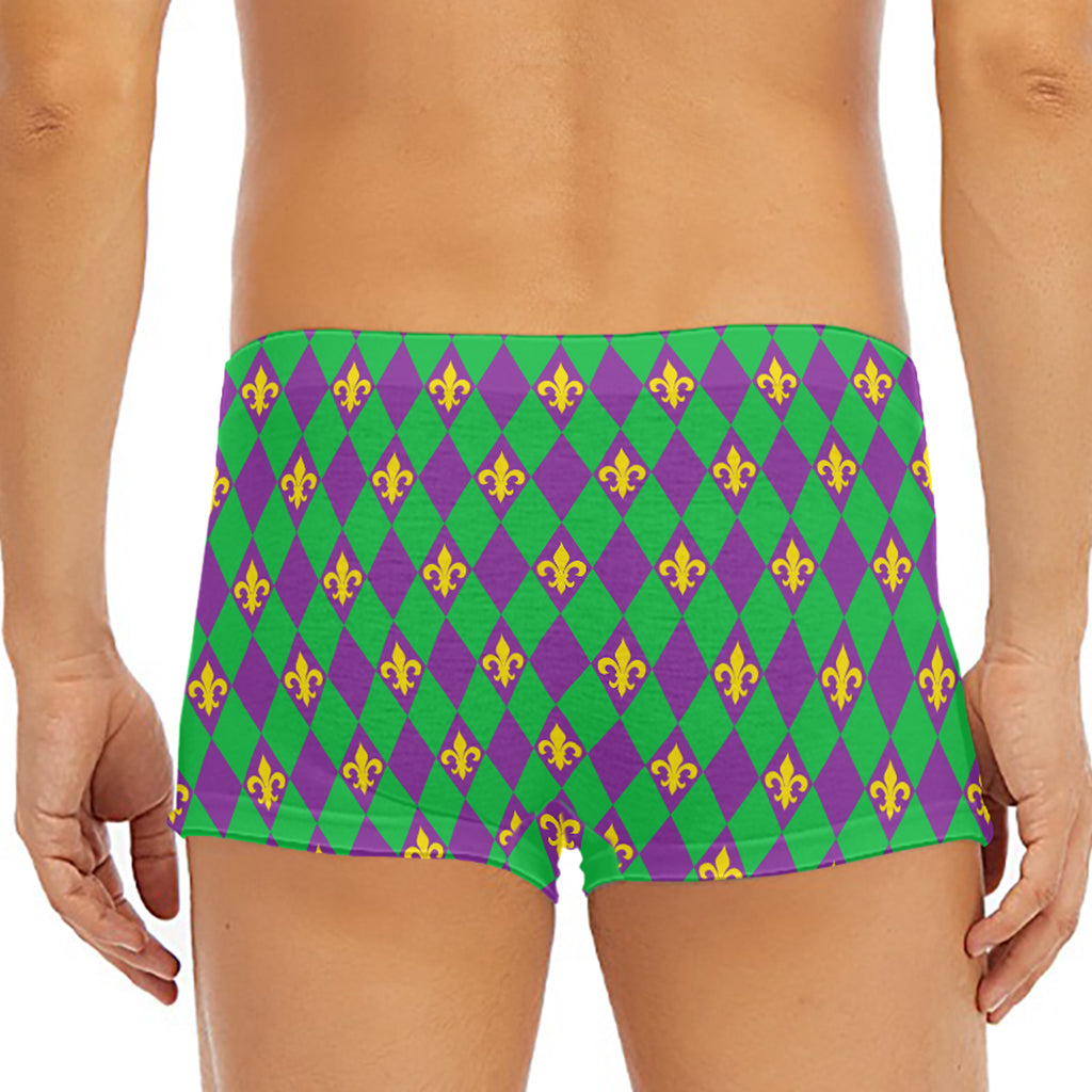 Fleur-De-Lis Mardi Gras Pattern Print Men's Short Boxer Briefs