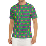 Fleur-De-Lis Mardi Gras Pattern Print Men's Short Sleeve Rash Guard
