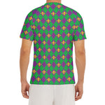 Fleur-De-Lis Mardi Gras Pattern Print Men's Short Sleeve Rash Guard