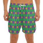 Fleur-De-Lis Mardi Gras Pattern Print Men's Split Running Shorts